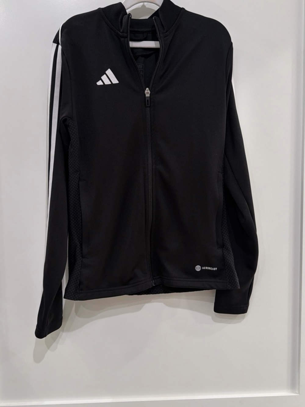 adidas Black Men's Full-Zip Performance Jacket with White Stripes
